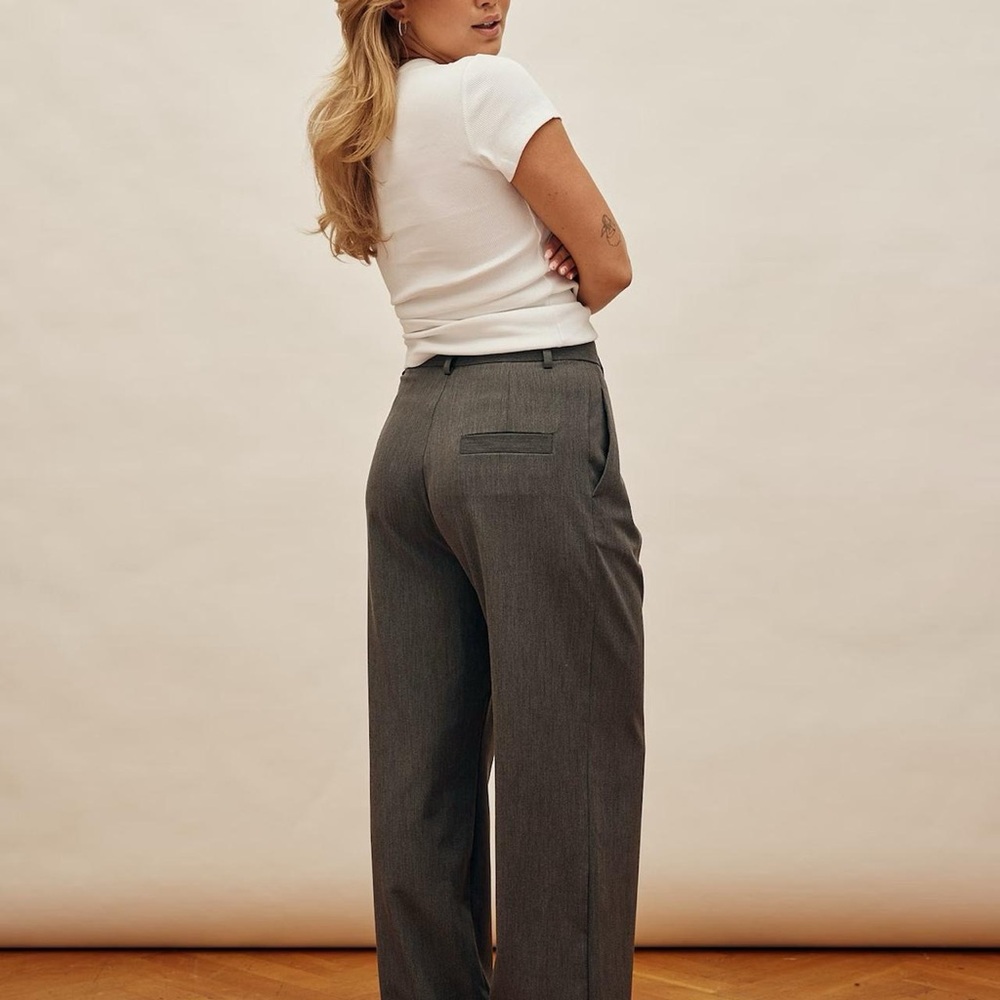 Djerf Avenue Charcoal Wide-Leg Trousers - Picture 6 of 6